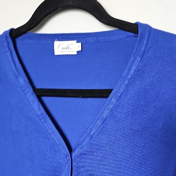 Cielo Office Spring Women's Blue Cardigan Sweater Medium - Picture 3 of 7